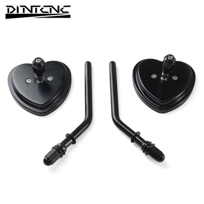 Custom Heart Shaped Rearview Mirrors Universal For Switchback FLD Street Bob FXDB Fat Bob FXDF Low Rider FXDL Wide Glide FXDWG