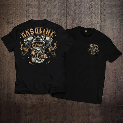 VOODOO CYCLE HOUSE Men's Women's Spring Summer Large Short-sleeved Cotton T-shirt Rock American Retro Harley Motorcycle Print Loose Top