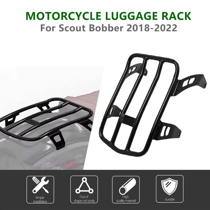 Voodoo Cycle House Custom Black Luggage Rack for Indian Scout Bobber 2 ...