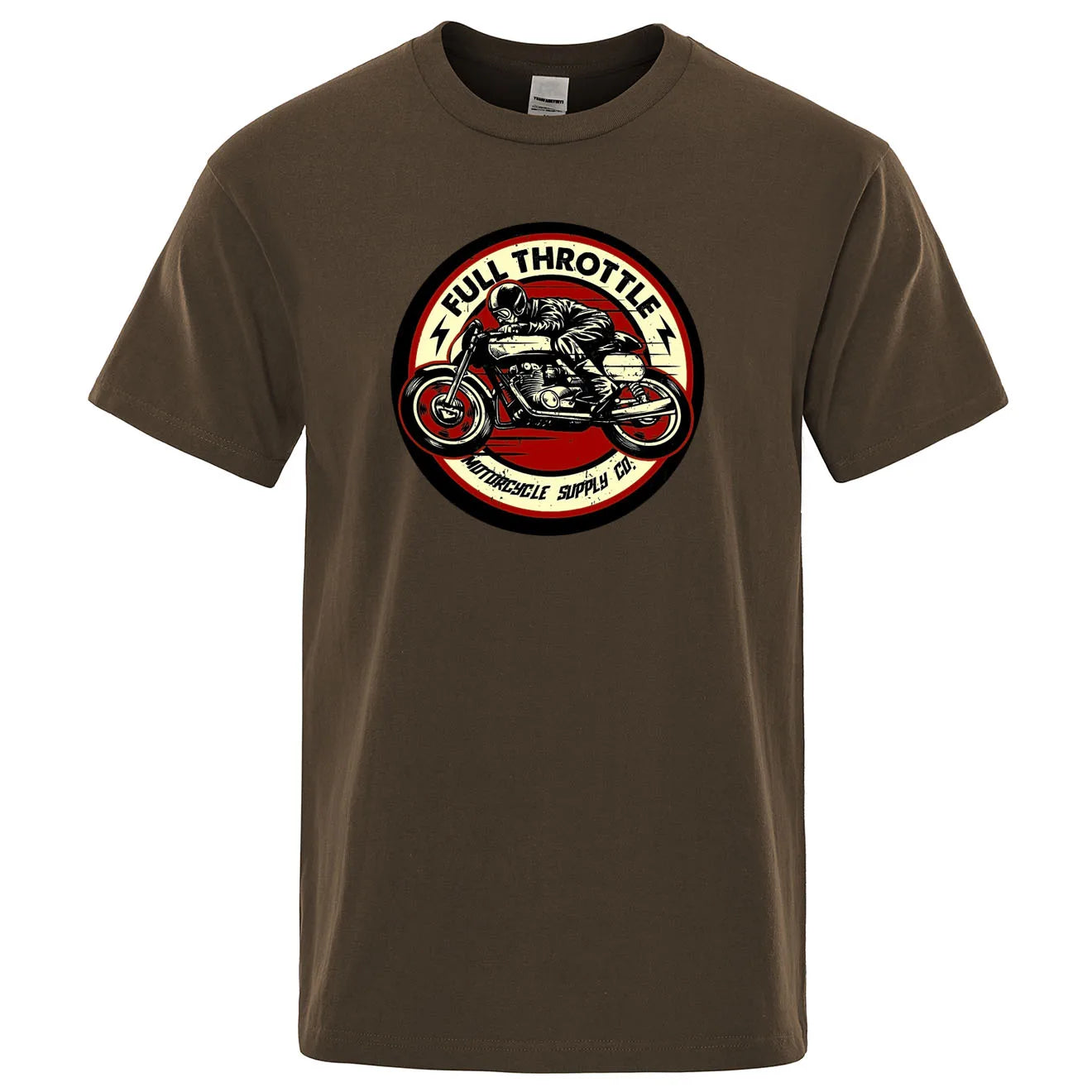 VOODOO MACHINE CO.  New Retro Motorcycle Pattern Printed Men's T-shirt Summer Breathable Sweat Absorbent Loose Crew Neck Pullover Tops Men's Clothing