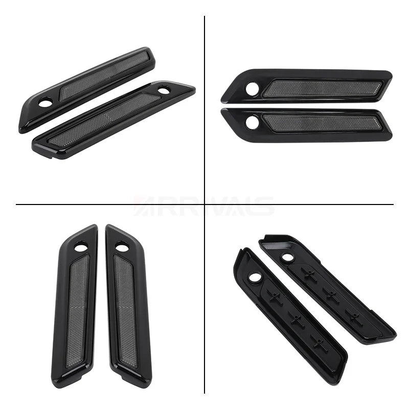 Voodoo Cycle House Custom Black Hard Saddlebag Latch Cover Smoke Reflectors For Harley Touring Road King Road Glide Street Glide 2014-up