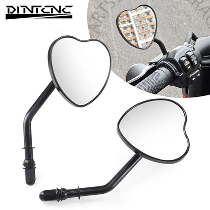 Custom Heart Shaped Rearview Mirrors Universal For Switchback FLD Street Bob FXDB Fat Bob FXDF Low Rider FXDL Wide Glide FXDWG