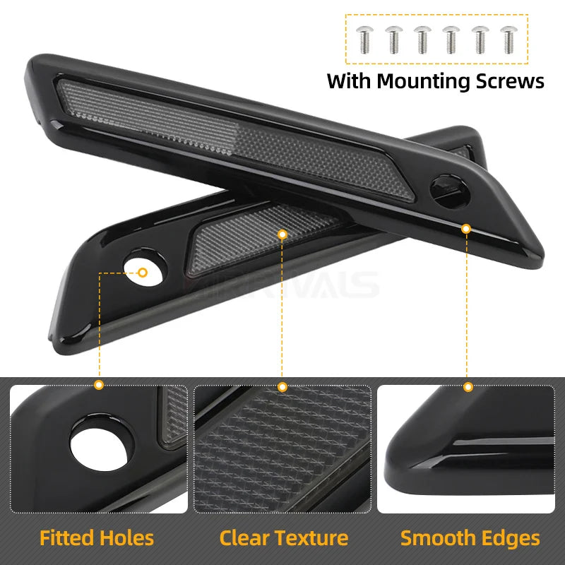 Voodoo Cycle House Custom Black Hard Saddlebag Latch Cover Smoke Reflectors For Harley Touring Road King Road Glide Street Glide 2014-up