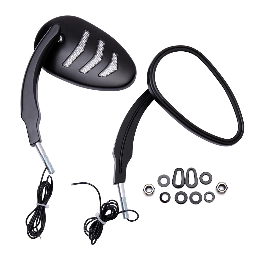 Voodoo Cycle House Custom Rearview Mirrors With LED Turn Signals For Harley Davidson