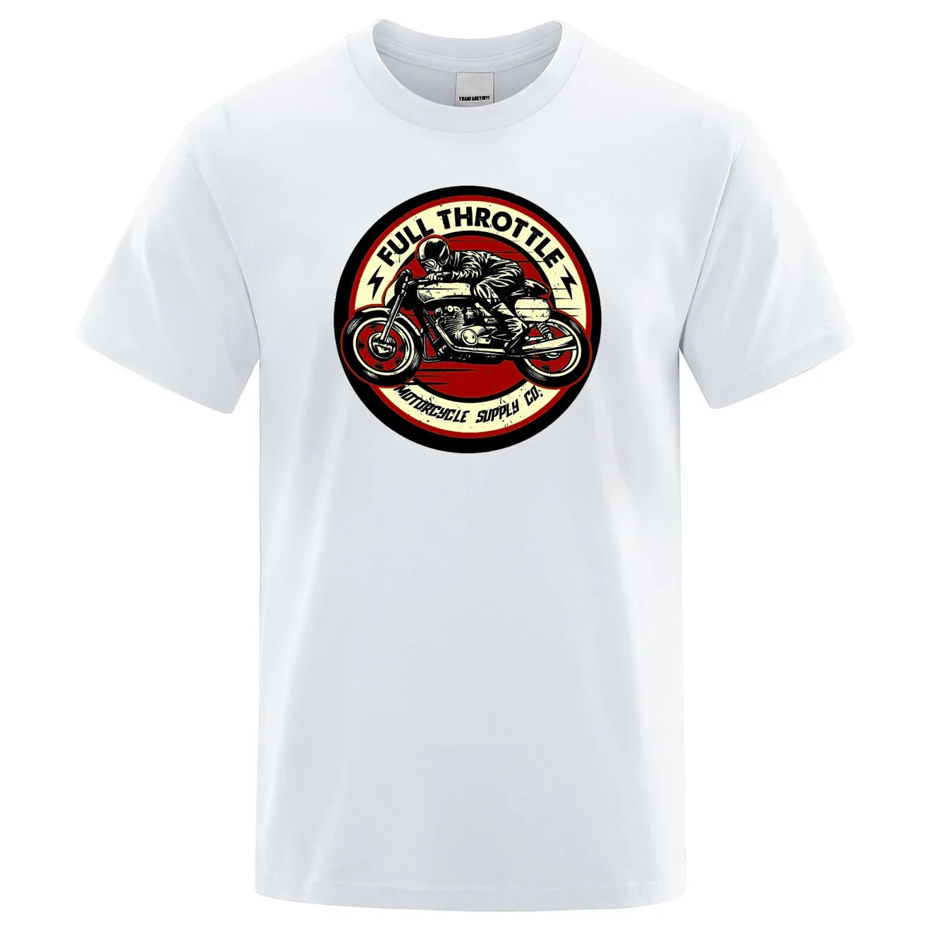 VOODOO MACHINE CO.  New Retro Motorcycle Pattern Printed Men's T-shirt Summer Breathable Sweat Absorbent Loose Crew Neck Pullover Tops Men's Clothing