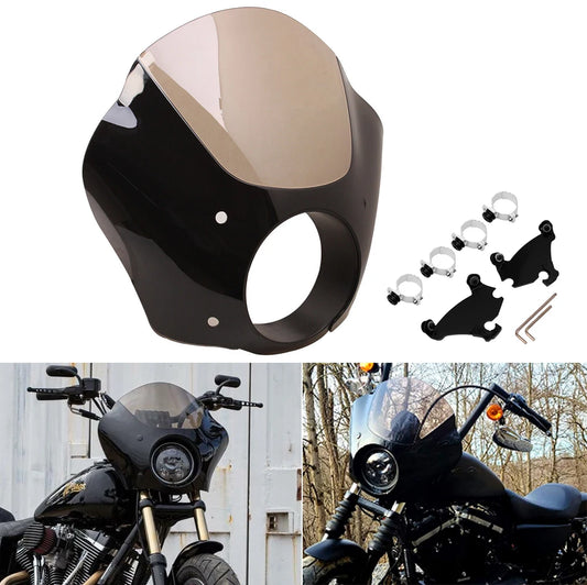 Voodoo Cycle House Black Front Headlight Fairing Windshield Bracket For Harley Sportster XL 1200 883 Custom XL883N