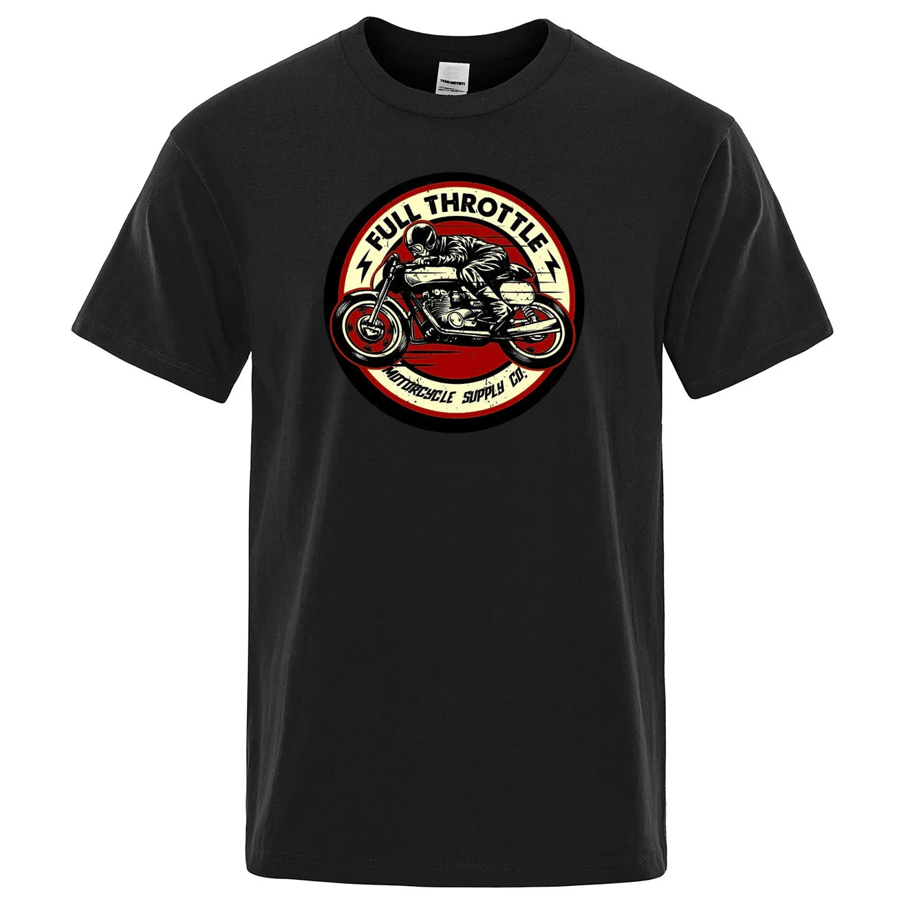 VOODOO MACHINE CO.  New Retro Motorcycle Pattern Printed Men's T-shirt Summer Breathable Sweat Absorbent Loose Crew Neck Pullover Tops Men's Clothing