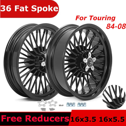 Voodoo Cycle House Custom Wheels For Touring Bagger Electra Glide FLHT Road King FLHR Street Glide FLHX 84-08 Front 16" 3.5" Rear 16" 3.5" 5.5" Wheel Rim Hub