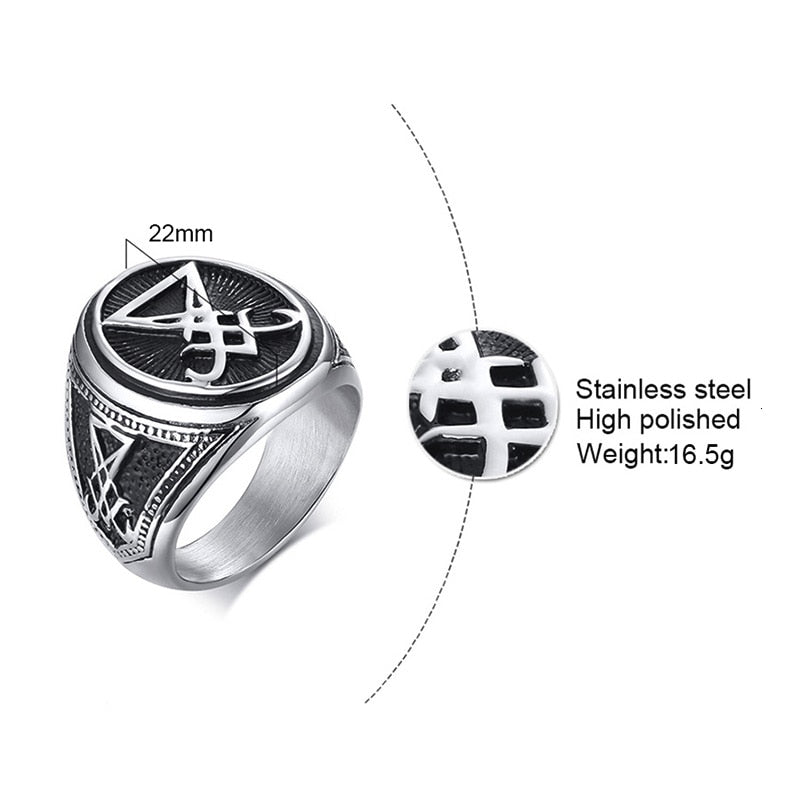 SIGIL OF LUCIFER UNISEX STAINLESS STEEL RING