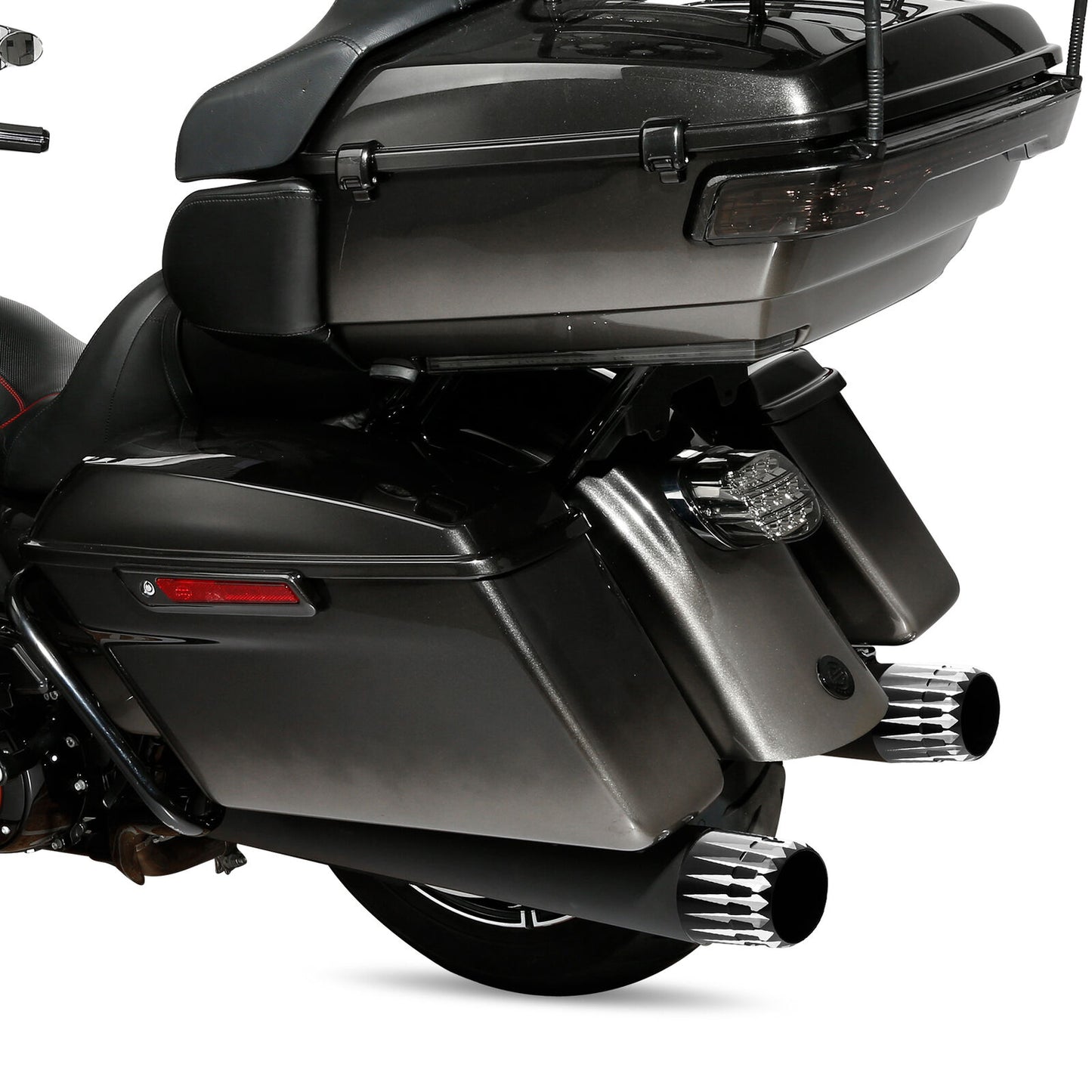 Voodoo Cycle House Custom 4" Chrome/Black Slip-on Mufflers For 2017-UP Harley-Davidson Touring Models