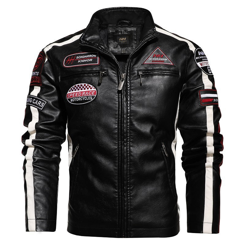 Voodoo Machine Co. Men's Slim Fit Motorcycle Logo Embroidery Bomber Jacket