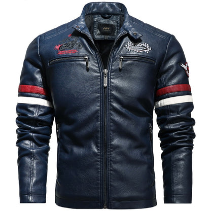 Voodoo Machine Co. Men's Slim Fit Motorcycle Logo Embroidery Bomber Jacket