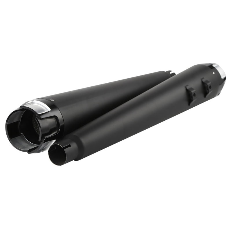 Voodoo Cycle House Custom 4" Chrome/Black Megaphone Slip-on Mufflers For 1995-2016 Harley-Davidson Touring Models