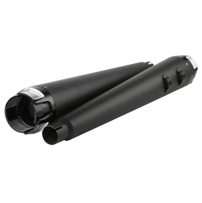 Voodoo Cycle House Custom 4" Chrome/Black Megaphone Slip-on Mufflers For 1995-2016 Harley-Davidson Touring Models