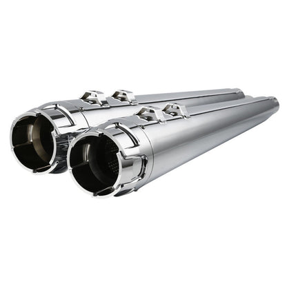 Voodoo Cycle House Custom 4" Chrome/Black Megaphone Slip-on Mufflers For 1995-2016 Harley-Davidson Touring Models