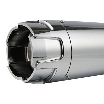 Voodoo Cycle House Custom 4" Chrome/Black Megaphone Slip-on Mufflers For 1995-2016 Harley-Davidson Touring Models