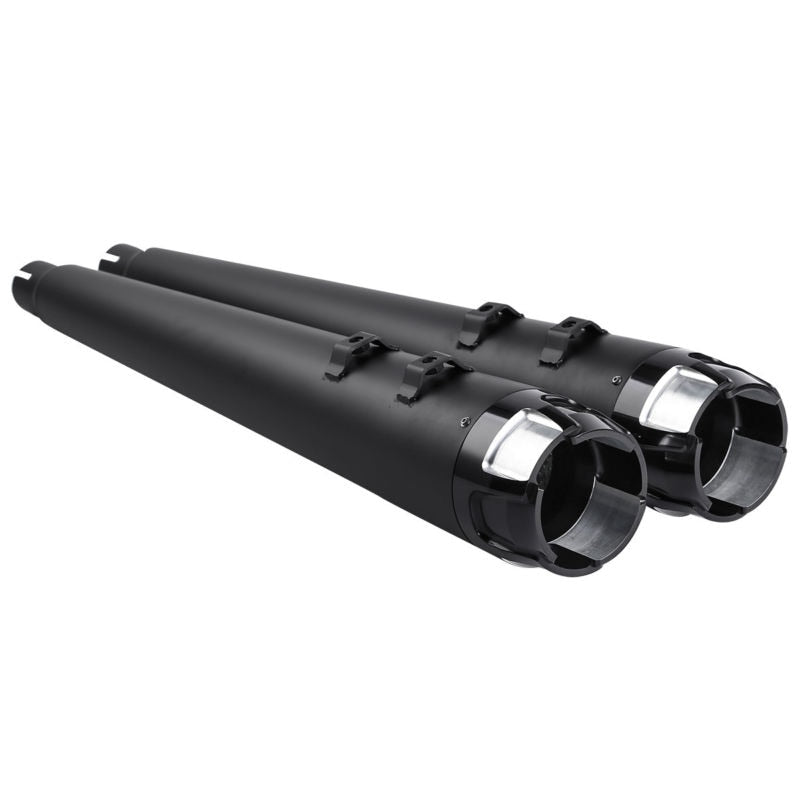 Voodoo Cycle House Custom 4" Chrome/Black Megaphone Slip-on Mufflers For 1995-2016 Harley-Davidson Touring Models