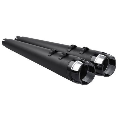 Voodoo Cycle House Custom 4" Chrome/Black Megaphone Slip-on Mufflers For 1995-2016 Harley-Davidson Touring Models