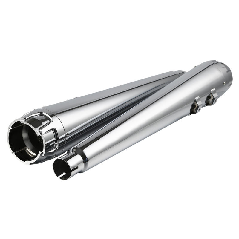 Voodoo Cycle House Custom 4" Chrome/Black Megaphone Slip-on Mufflers For 1995-2016 Harley-Davidson Touring Models