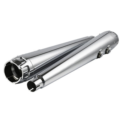 Voodoo Cycle House Custom 4" Chrome/Black Megaphone Slip-on Mufflers For 1995-2016 Harley-Davidson Touring Models