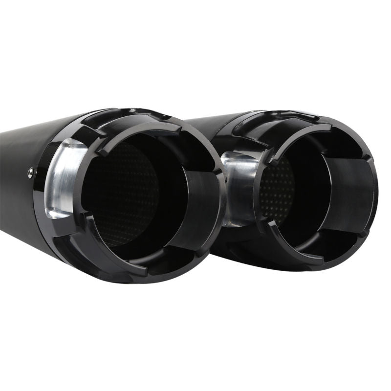 Voodoo Cycle House Custom 4" Chrome/Black Megaphone Slip-on Mufflers For 1995-2016 Harley-Davidson Touring Models