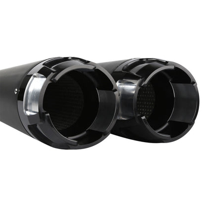 Voodoo Cycle House Custom 4" Chrome/Black Megaphone Slip-on Mufflers For 1995-2016 Harley-Davidson Touring Models