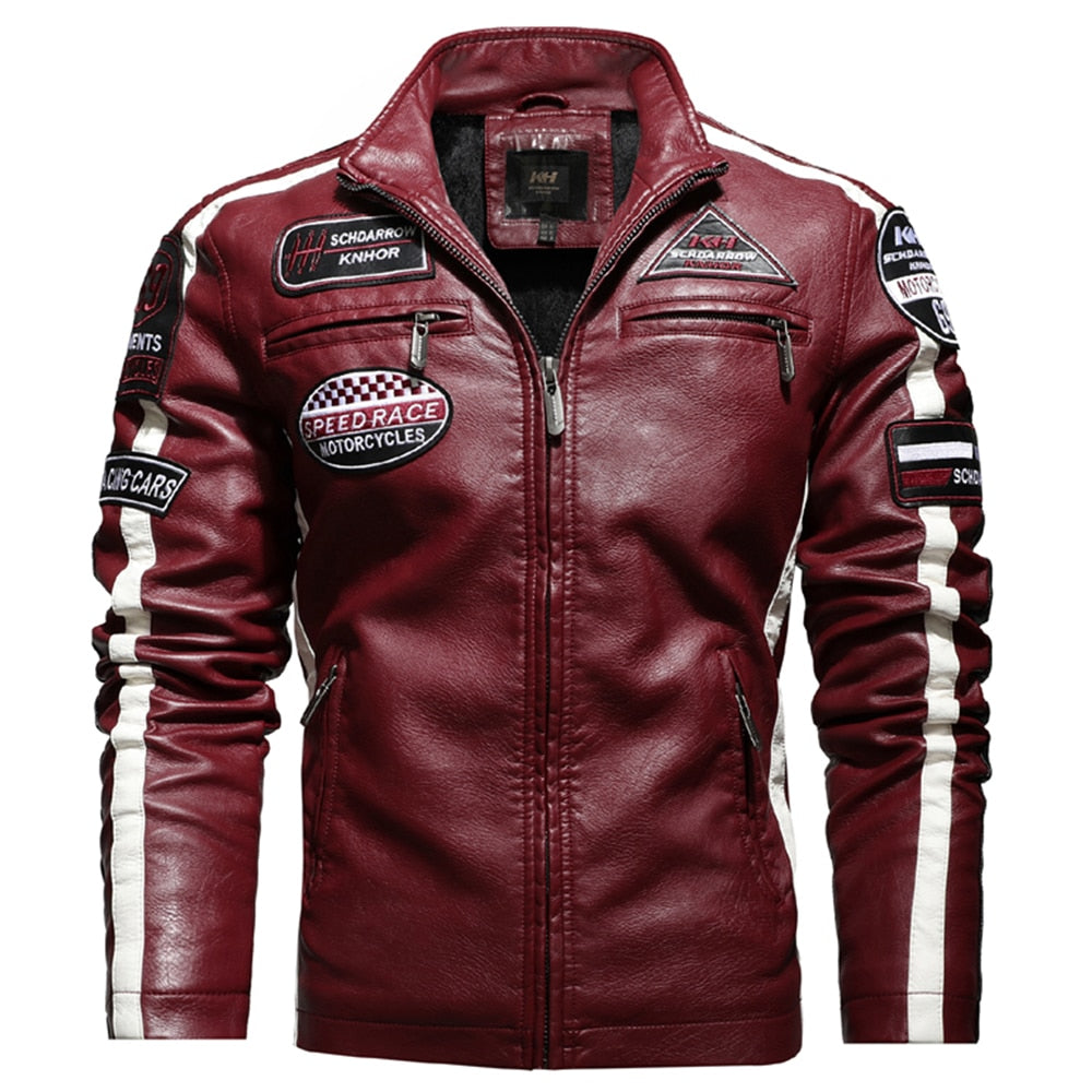 Voodoo Machine Co. Men's Slim Fit Motorcycle Logo Embroidery Bomber Jacket