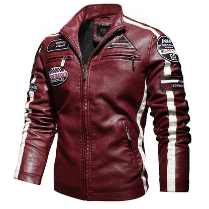 Voodoo Machine Co. Men's Slim Fit Motorcycle Logo Embroidery Bomber Jacket