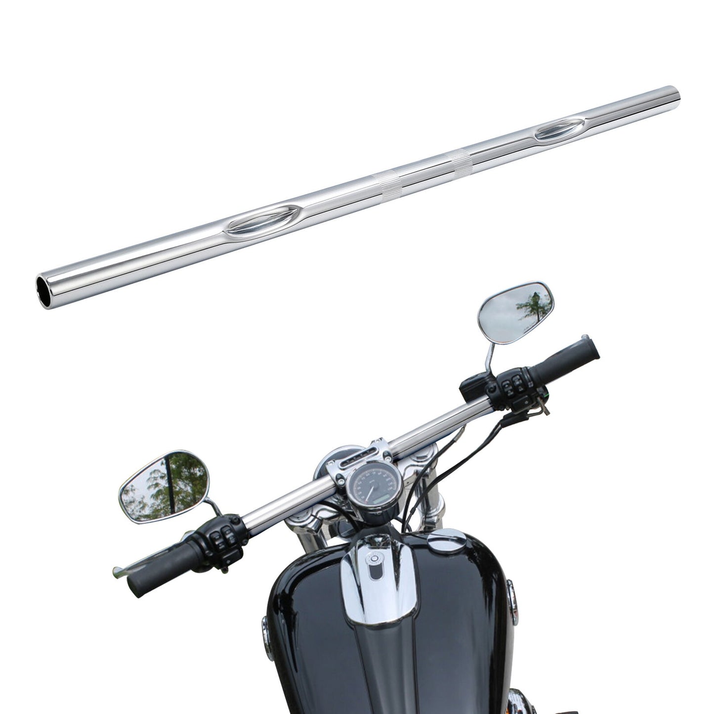 Voodoo Cycle House Custom Chrome / Black Drag Bar Handlebars For Harley-Davidson & Custom Applications