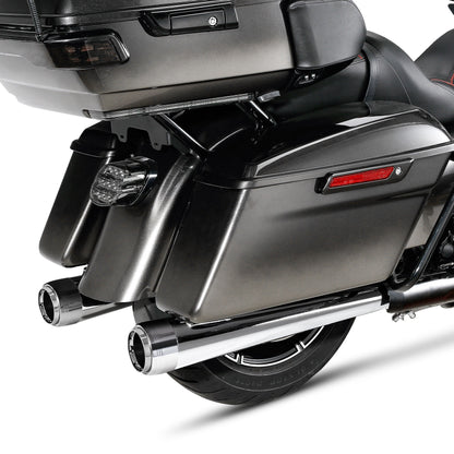 Voodoo Cycle House Custom 4" Chrome/Black Megaphone Slip-on Mufflers For 1995-2016 Harley-Davidson Touring Models