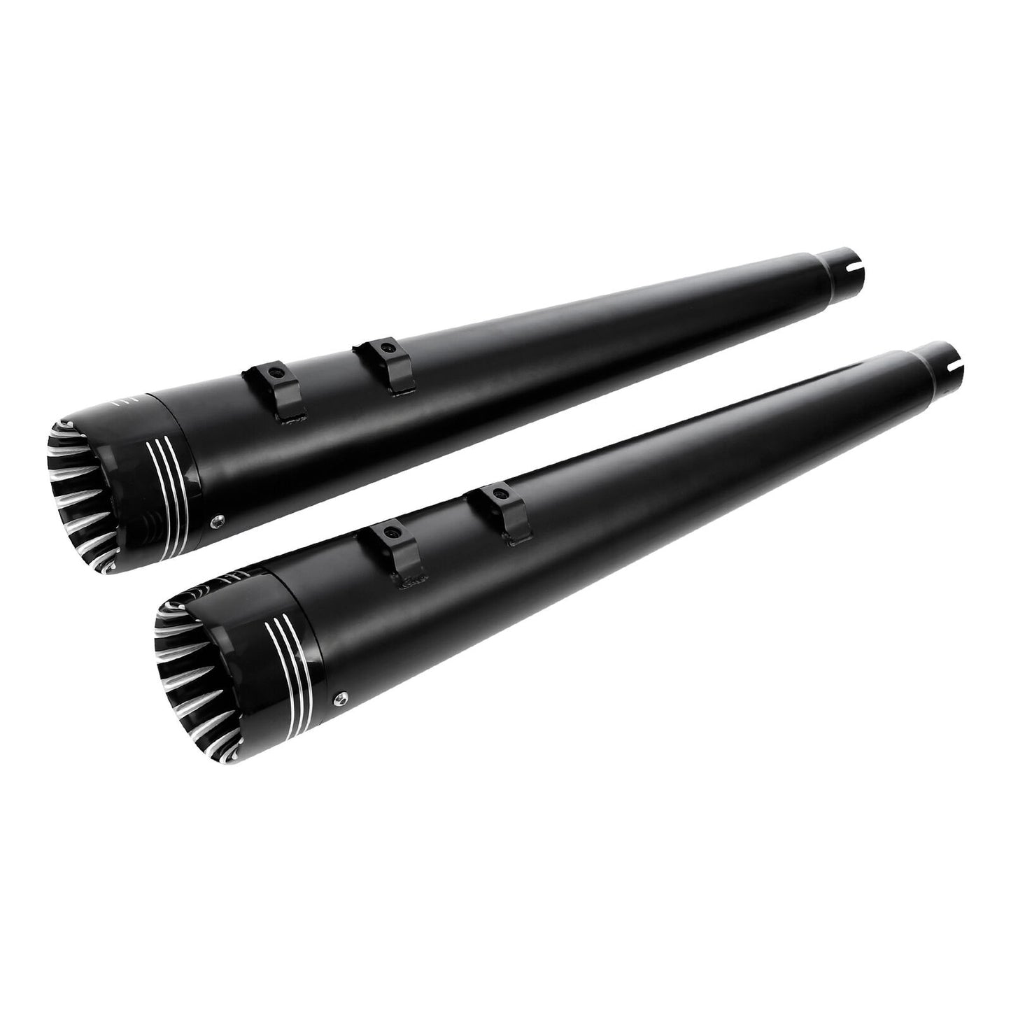 Voodoo Cycle House Custom 4" Black Megaphone Slip-on Mufflers For 1995-2016 Harley-Davidson Touring Models