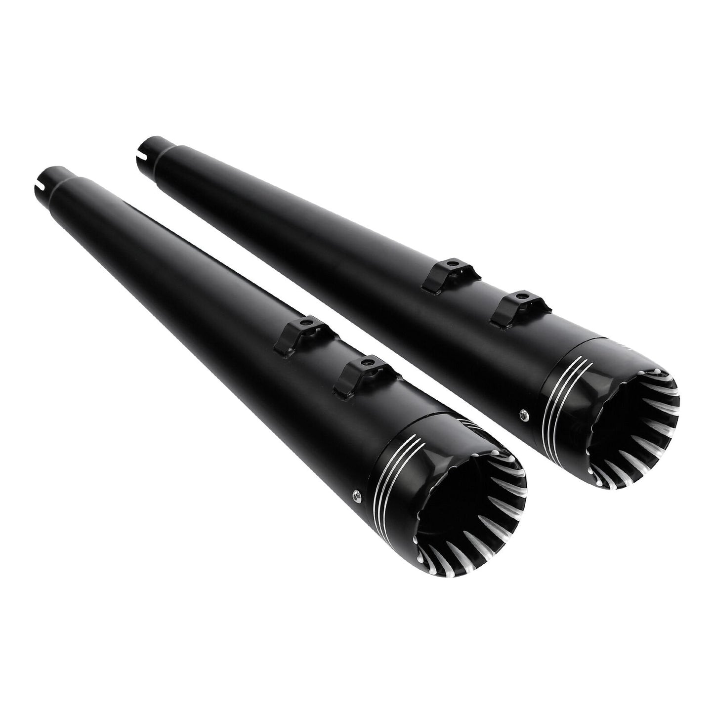 Voodoo Cycle House Custom 4" Black Megaphone Slip-on Mufflers For 1995-2016 Harley-Davidson Touring Models