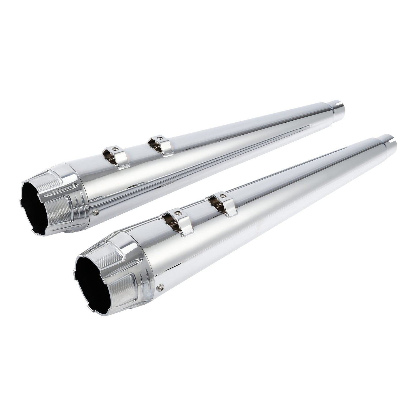 Voodoo Cycle House Custom 4" Chrome / Black Slip-on Mufflers For 1995-2016 Harley-Davidson Touring Models In Various Styles