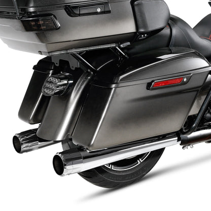 Voodoo Cycle House Custom 4" Chrome / Black Slip-on Mufflers For 1995-2016 Harley-Davidson Touring Models In Various Styles