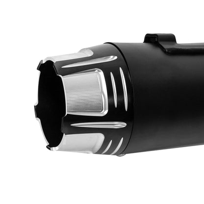 Voodoo Cycle House Custom 4" Chrome / Black Slip-on Mufflers For 2017-UP Harley-Davidson Touring Models