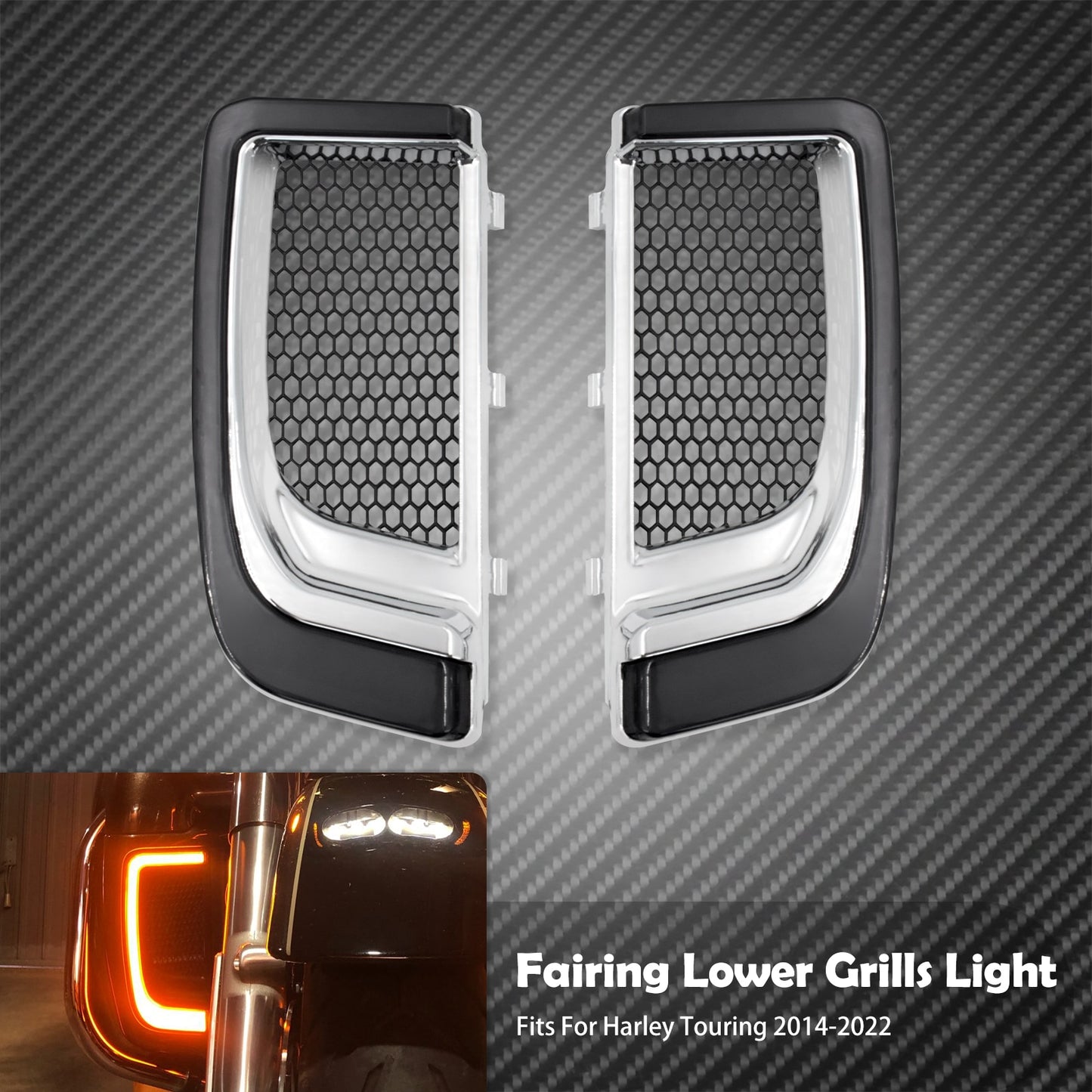 Voodoo Cycle House LED Turn Signal Lights For Lower Fairing Grills On Harley-Davidson Touring Models