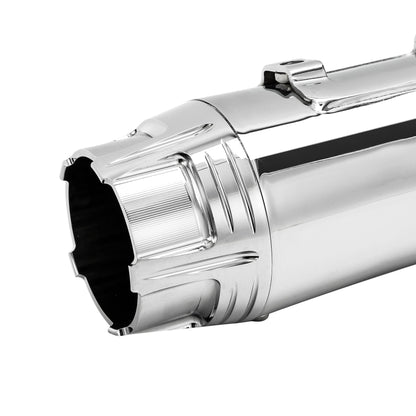 Voodoo Cycle House Custom 4" Chrome / Black Slip-on Mufflers For 2017-UP Harley-Davidson Touring Models