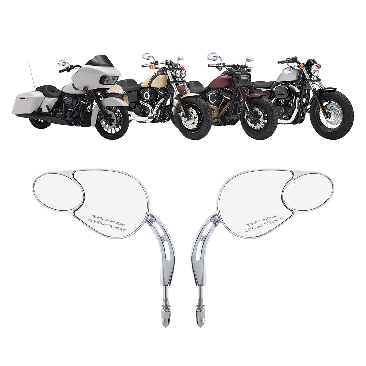 Voodoo Cycle House Custom Split Vision Mirrors For Harley-Davidson Touring Electra Street Glide Road King Fat Bob Boy Sportster 883 1200 Softail