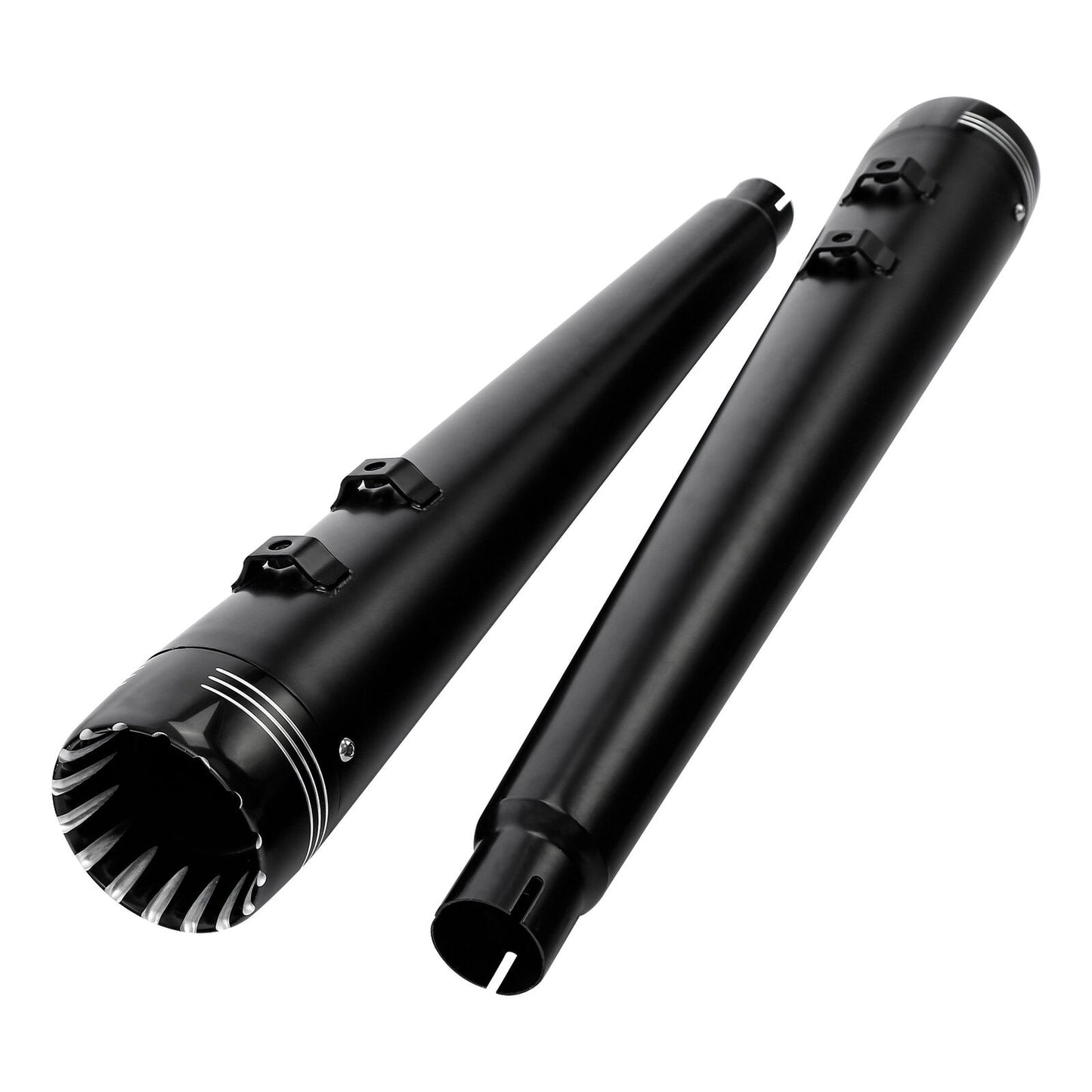 Voodoo Cycle House Custom 4" Black Megaphone Slip-on Mufflers For 1995-2016 Harley-Davidson Touring Models