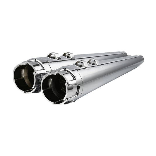 Voodoo Cycle House Custom 4" Chrome/Black Megaphone Slip-on Mufflers For 1995-2016 Harley-Davidson Touring Models