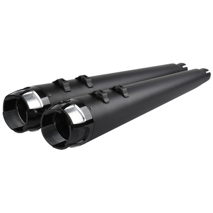 Voodoo Cycle House Custom 4" Chrome/Black Megaphone Slip-on Mufflers For 1995-2016 Harley-Davidson Touring Models