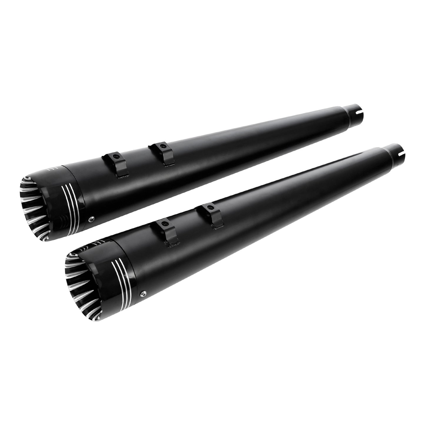 Voodoo Cycle House Custom 4" Chrome / Black Slip-on Mufflers For 1995-2016 Harley-Davidson Touring Models In Various Styles