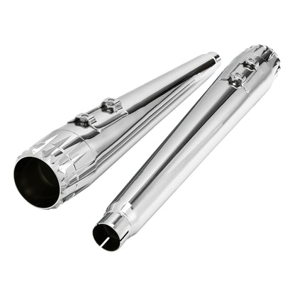 Voodoo Cycle House Custom 4" Chrome / Black Slip-on Mufflers For 1995-2016 Harley-Davidson Touring Models In Various Styles