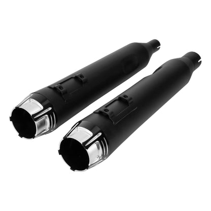 Voodoo Cycle House Custom 4" Chrome / Black Slip-on Mufflers For 2017-UP Harley-Davidson Touring Models