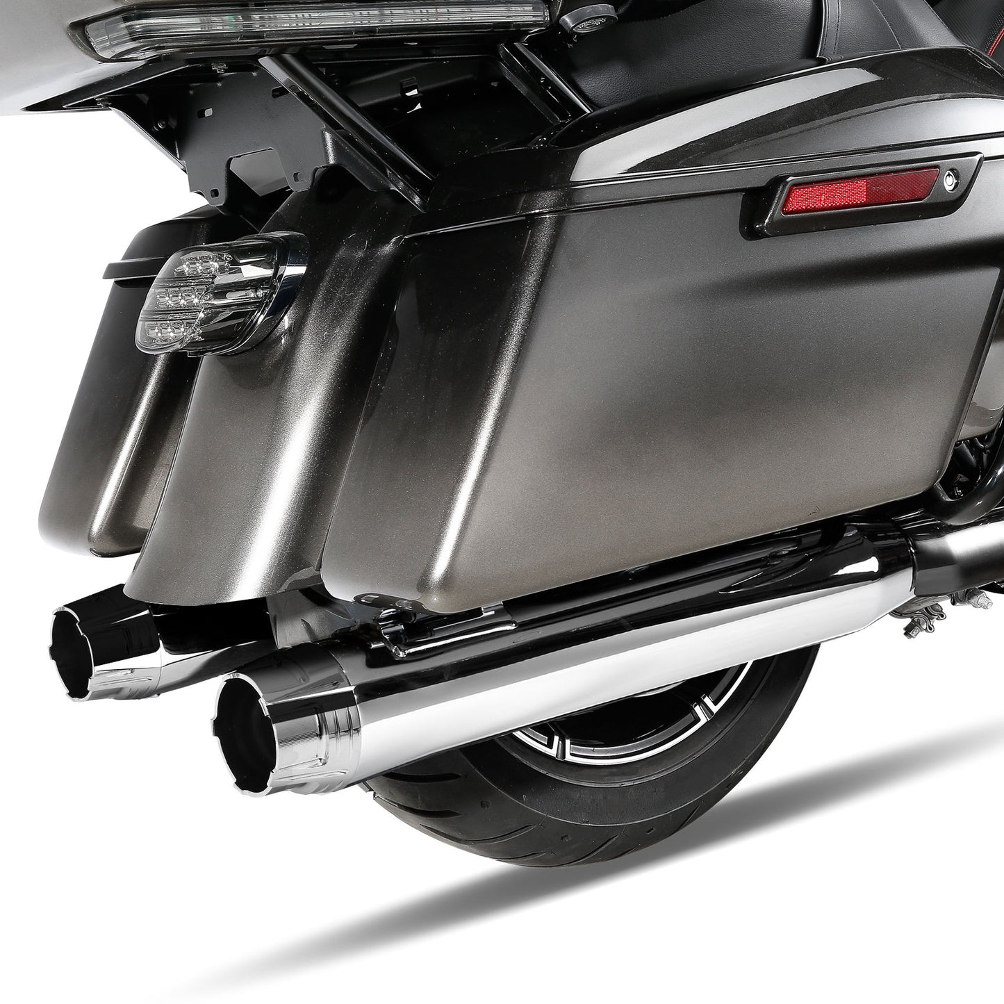 Voodoo Cycle House Custom 4" Chrome / Black Slip-on Mufflers For 2017-UP Harley-Davidson Touring Models