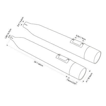 Voodoo Cycle House Custom 4" Chrome/Black Slip-on Mufflers For 2017-UP Harley-Davidson Touring Models