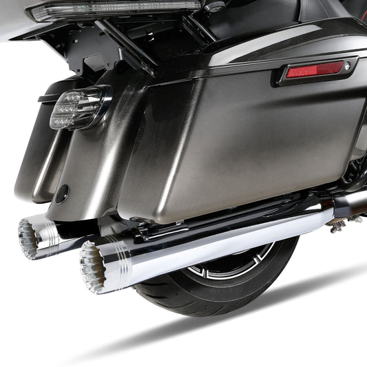 Voodoo Cycle House Custom 4" Chrome / Black Slip-on Mufflers For 1995-2016 Harley-Davidson Touring Models In Various Styles