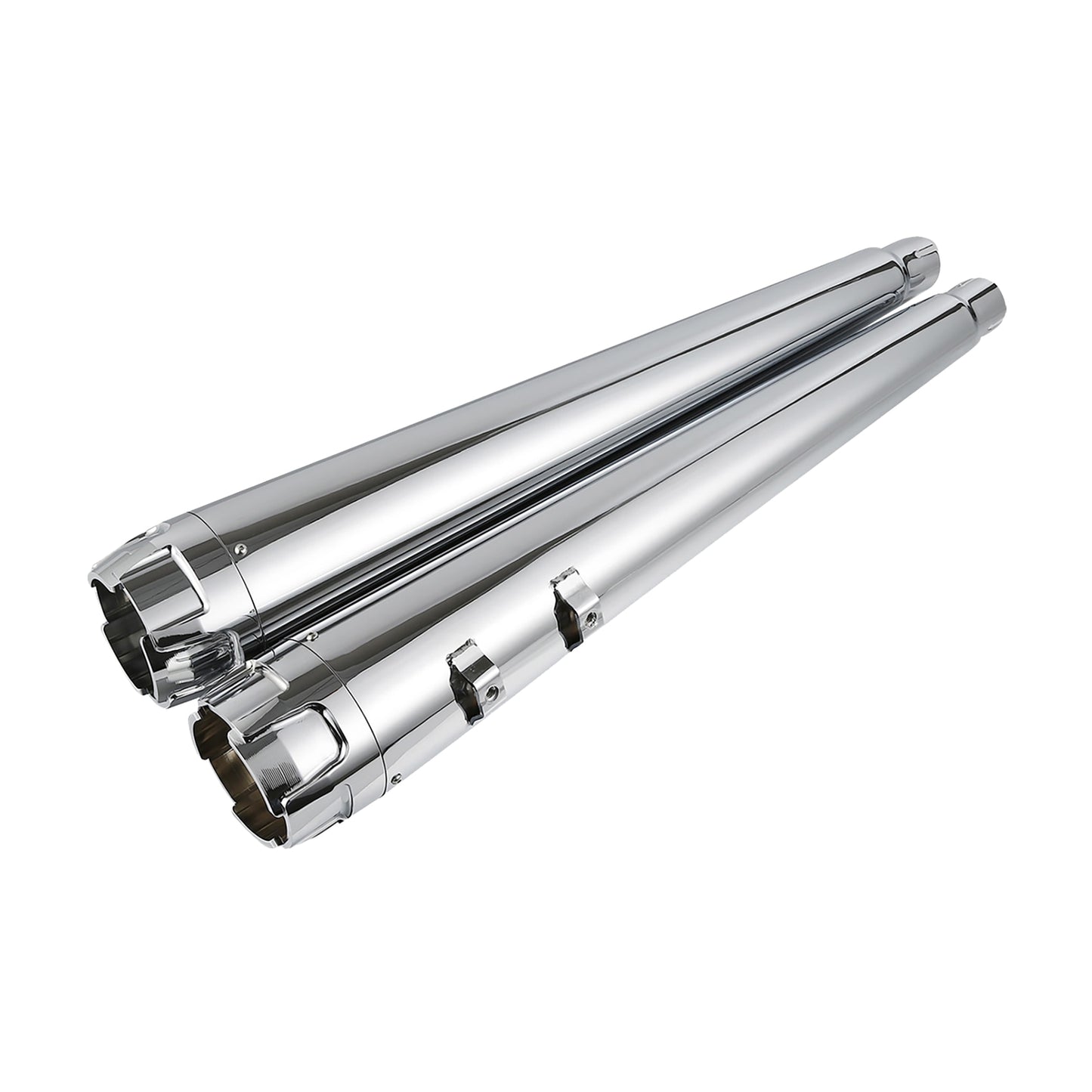 Voodoo Cycle House Custom 4" Chrome/Black Megaphone Slip-on Mufflers For 1995-2016 Harley-Davidson Touring Models