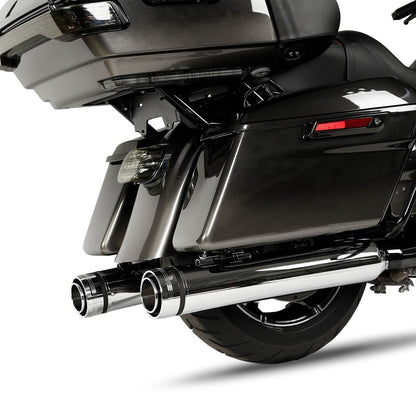 Voodoo Cycle House Custom 4" Chrome Megaphone Slip-on Mufflers For 2017-UP Harley-Davidson Touring Models