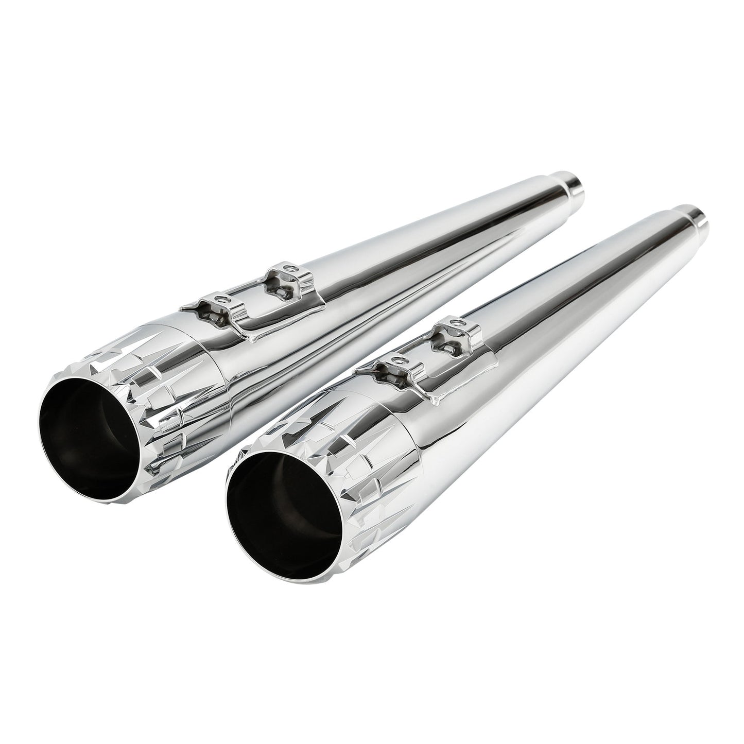 Voodoo Cycle House Custom 4" Chrome / Black Slip-on Mufflers For 1995-2016 Harley-Davidson Touring Models In Various Styles